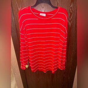 Large Red and White Striped Shirt